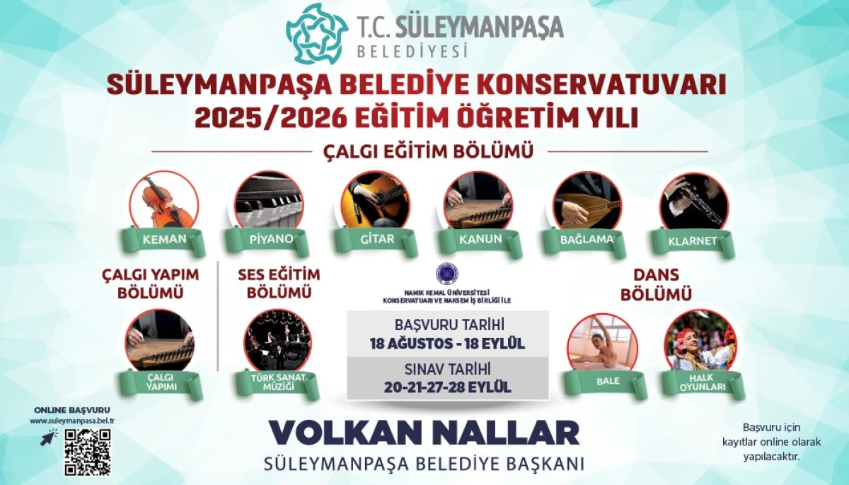 S&uuml;leymanpaşa Belediyesi Konservatuvarı Kayıtları Başladı