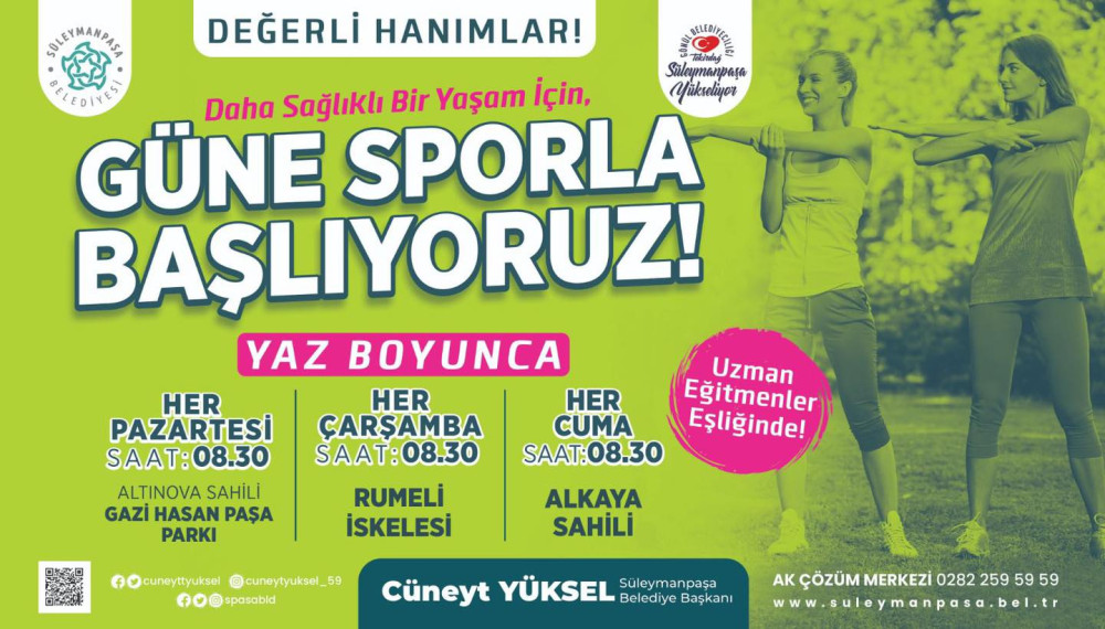 S&uuml;leymanpaşalı kadınlar g&uuml;ne sporla başlayacak