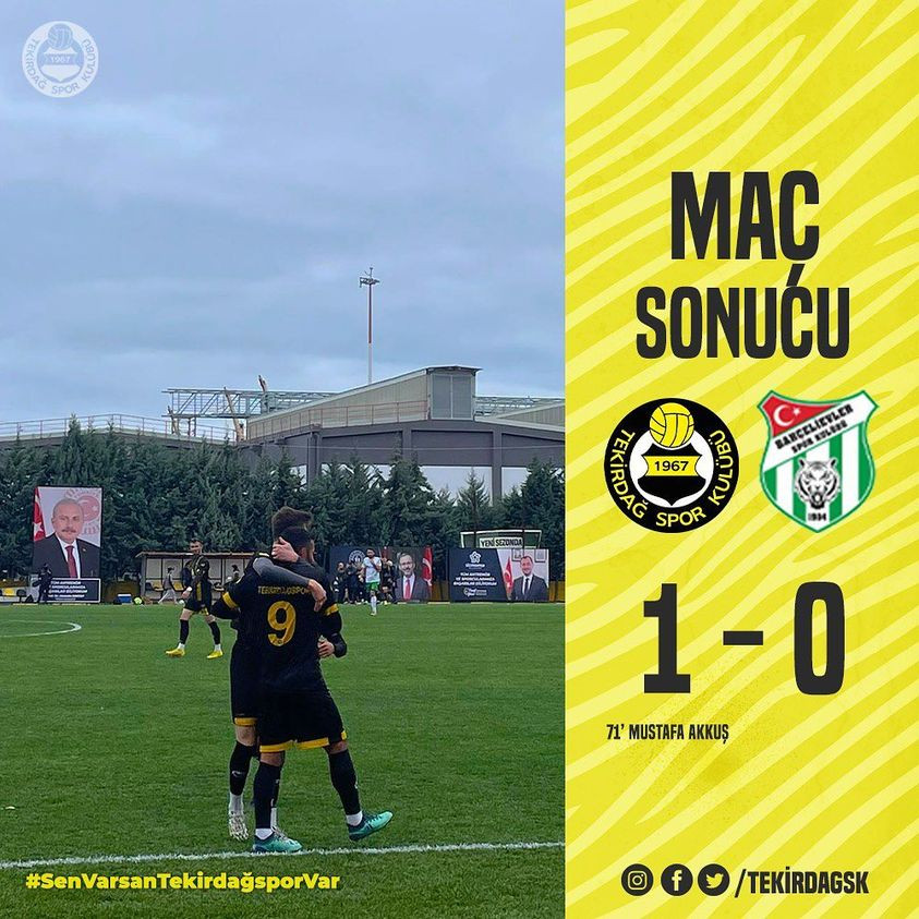 TEKİRDAĞSPOR BAH&Ccedil;ELİEVLERSPOR ENGELİNİ TEK GOLLE AŞTI